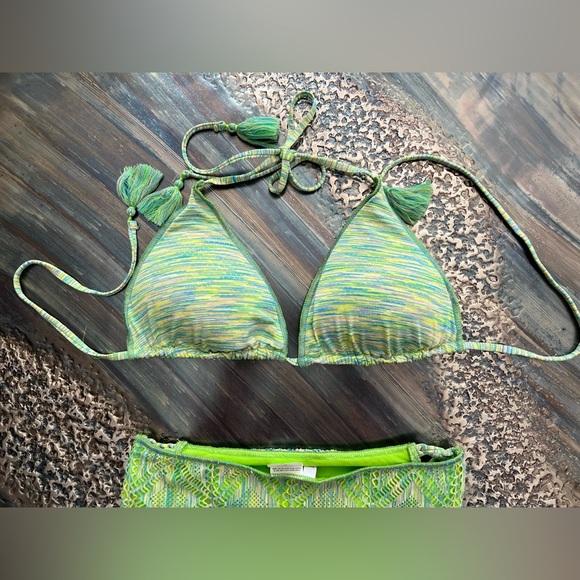 Becca triangle top size D bikini Emily side tie hipster size small *green* - Picture 5 of 12